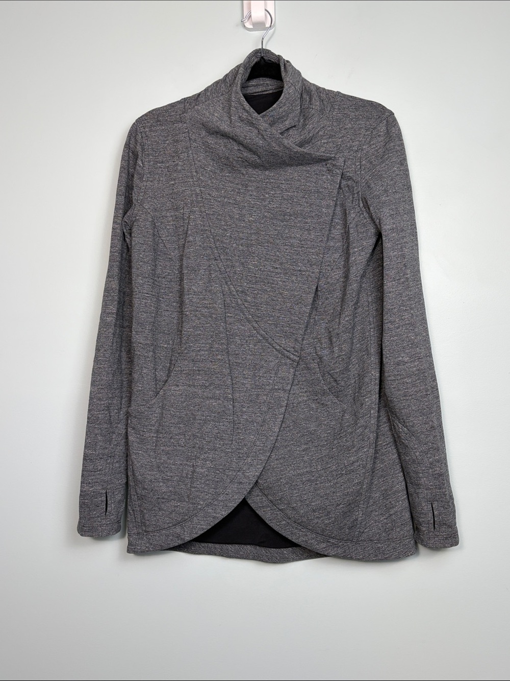 Lululemon Blissed Out Wrap Women’s 6 Gray Athletic Cardigan Mock Neck Sweater